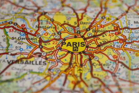 Map view of Paris, France with limited DOFの写真素材