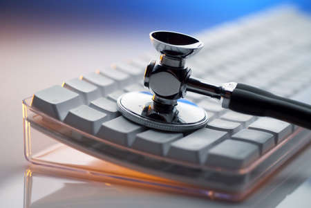 Stethoscope and keyboardの写真素材