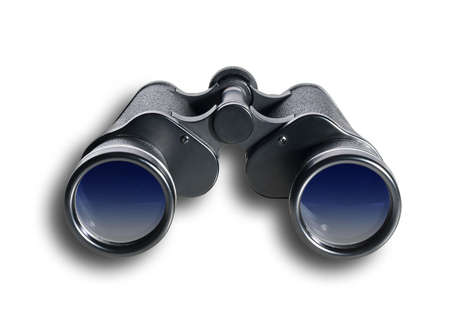 Binoculars on white with shadow and clipping pathの写真素材