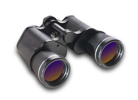 Binoculars on white with shadow and clipping pathの写真素材