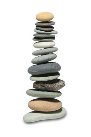 delicate balance of river stones as a metaphor for something elseの写真素材