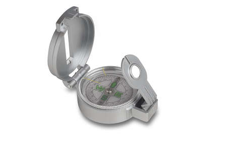 Compass on white with shadow and isolated with clipping pathの写真素材