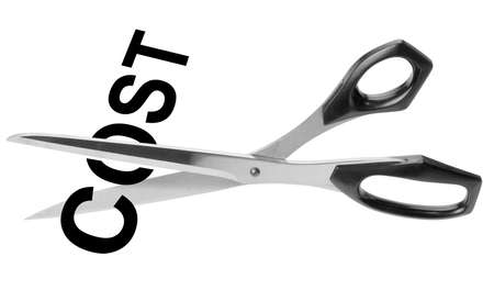 Cost cutting scissors,isolated with clipping pathの写真素材