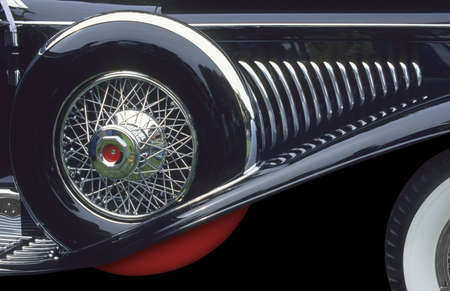 Spare fender wheel on classic car from the 1930iesの写真素材