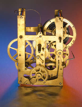 Clock interior with exposed gears of various sizesの写真素材