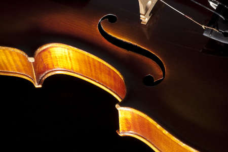 Detail of violin shot with skimming spotlight to enhance the curvesの写真素材