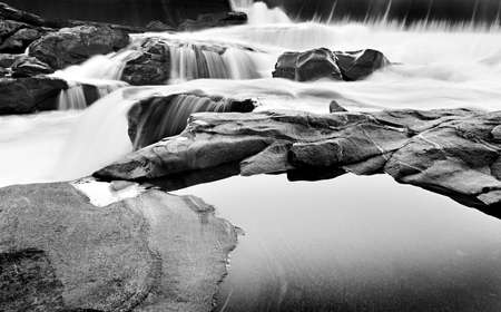Waterfall in black and white shot on filmの写真素材