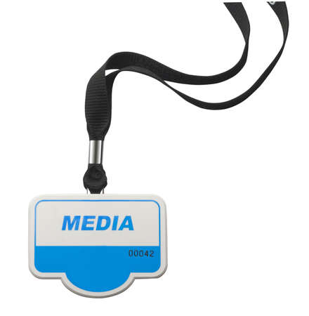 Identity badge in blue isolated with word Media の写真素材