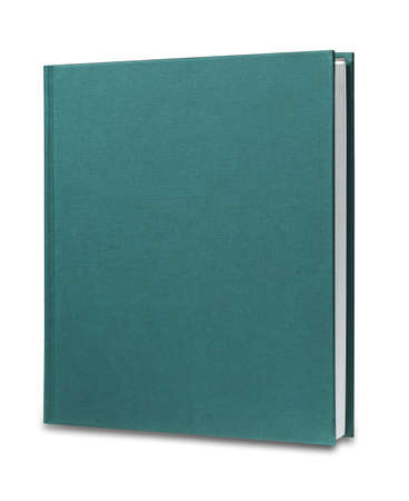 upright green textbook isolated on white with shadow の写真素材