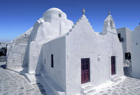 Greek church on Mykonosの写真素材