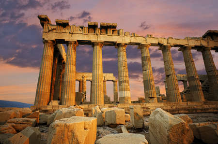 Ruins of the Parthenon on the Greek acropolisの写真素材