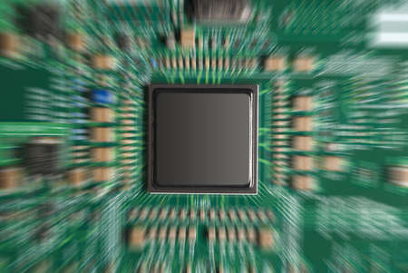 Close-up of computer chip with zoom effectの写真素材