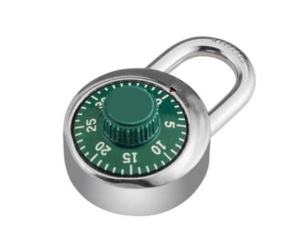 Combination Padlock in green in locked positionの写真素材