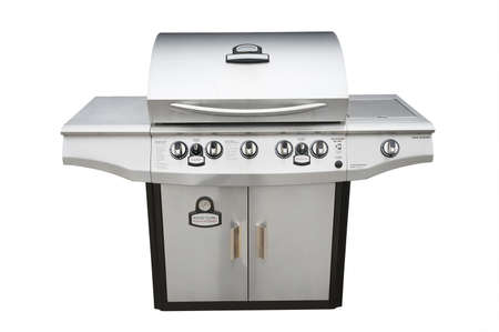 Barbecue gas grill in stainless steel, isolated with shadow の写真素材