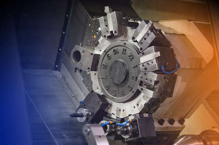 Industrial lathe in a hi tech machine shopの写真素材