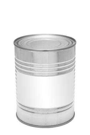 Food Tin Can with Blank White Label, isolated の写真素材