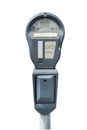 Parking meter on white, isolated with clipping pathの写真素材