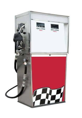 Gas pump on white, isolated with clipping pathの写真素材