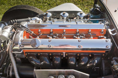 Racing six cylinder engine from a British Jaguarのeditorial素材