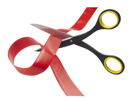 Cutting through red tape, isolatedの写真素材