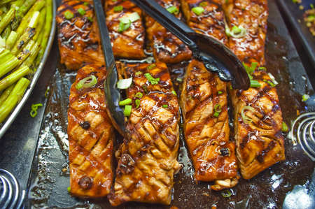 Grilled salmon for take homeの写真素材