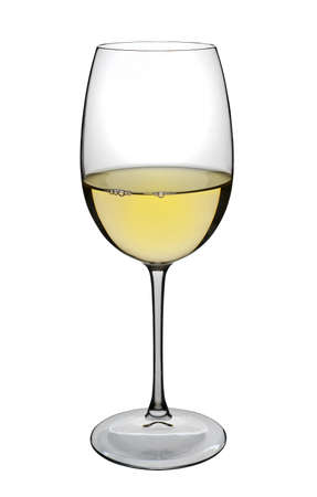 White wine glass on white, isolatedの写真素材