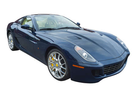 Sports car in dark blue, isolatedのeditorial素材