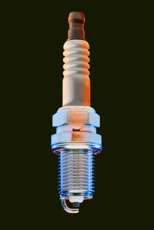 spark plug on black, isolatedの写真素材