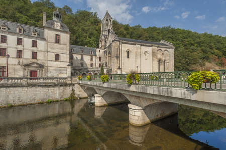 Medieval town of Brantome in the Dordogne department in Franceの写真素材