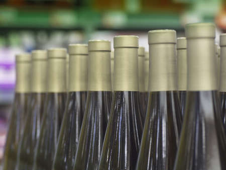 Wine bottle necks with limited depth of fieldの写真素材