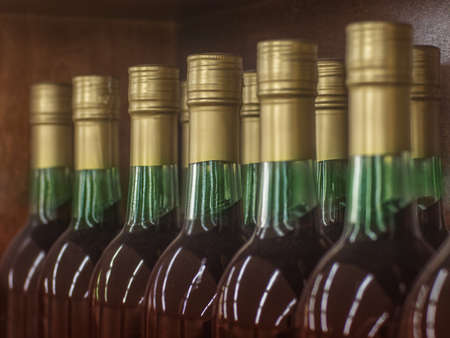 Wine bottle necks with limited depth of field