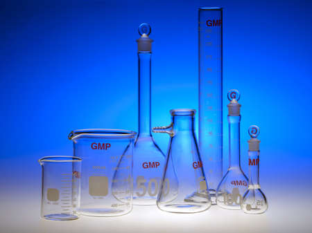 Test-tubes glassware used in chemistry and biology laboratoriesのeditorial素材