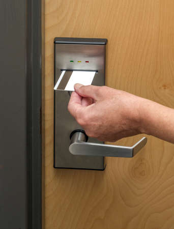 Keycard used to open hotel room doorの写真素材