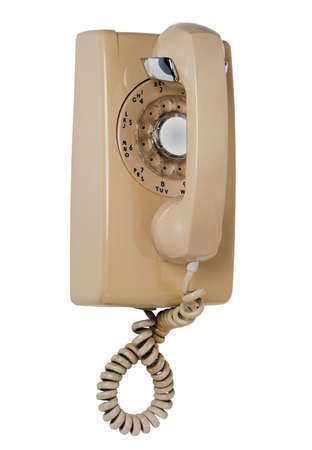 Old wall rotary phone, isolatedの写真素材