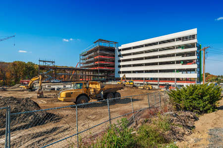 construction site for a new office or commercial building in the suburbsのeditorial素材