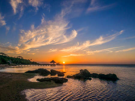 Sunset over Roatan, Hondurasの写真素材
