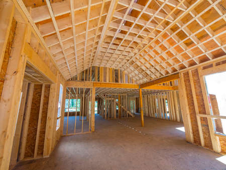 Interior framing of a new house constructionの写真素材