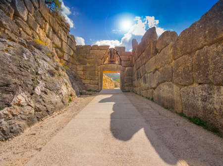 Lion Gate at Mycenae, Greeceの写真素材