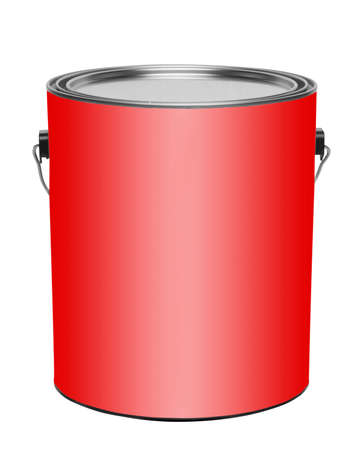 Red metal gallon paint can, isolatedの写真素材