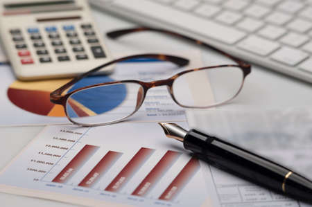 Financial accounting and  stock market graphs analysisの写真素材