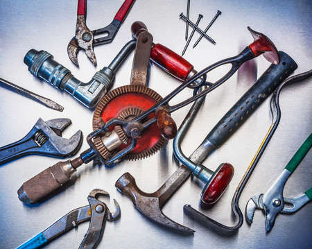 Hand tools used for repairs around the houseの写真素材