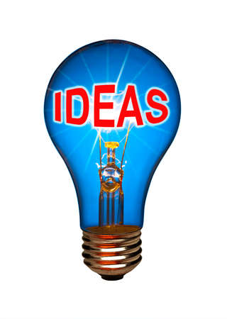 Light bulb idea concept in blue, isolated with clipping pathの写真素材