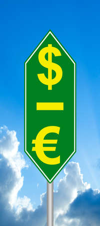 Dollar is up, the Euro down signの写真素材