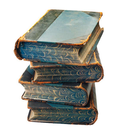 stack of old books on white background, isolated with a clipping pathの写真素材
