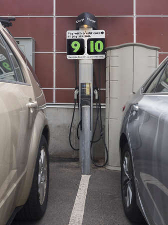 Electric car charging stationの写真素材