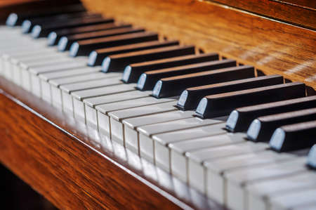 Close up of piano keyboard with limited depth of fieldの写真素材