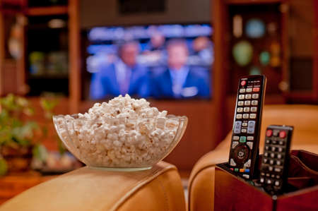 Watching televisionの写真素材