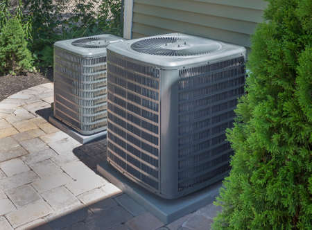 HVAC heating and air conditioning residential units or heat pumpsの写真素材