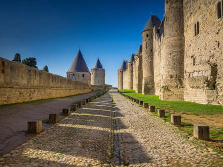 Walled city of Carcasonne, Franceのeditorial素材