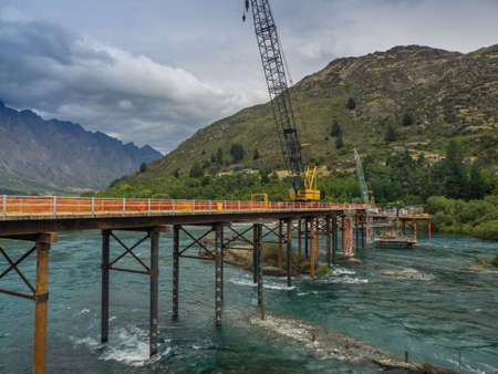 Infrastructure repairs on an old bridgeの写真素材